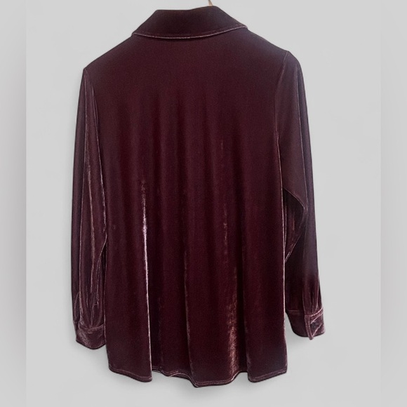 Soft Surroundings Velvet Boyfriend Tunic Top Shirt BlackBerry Wine Size Small - Picture 5 of 6